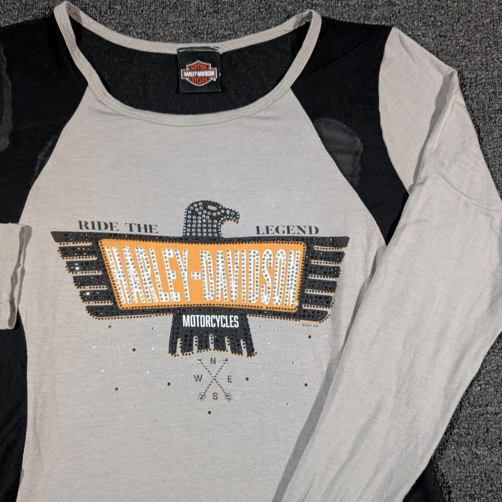 Harley Davidson Womens S  "Ride The Legend" Eagle Bling Logo